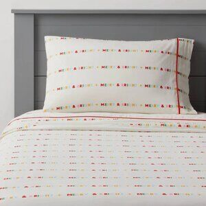 NWT Pillowfort Merry & Bright Holiday Cotton Sheet Set FULL